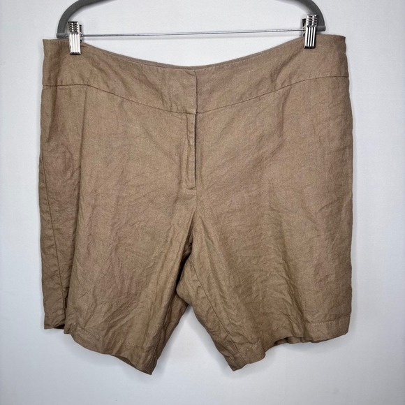 Eileen Fisher Linen Shorts Womens Size 18 Tan Beige Casual Lightweight - Picture 8 of 8